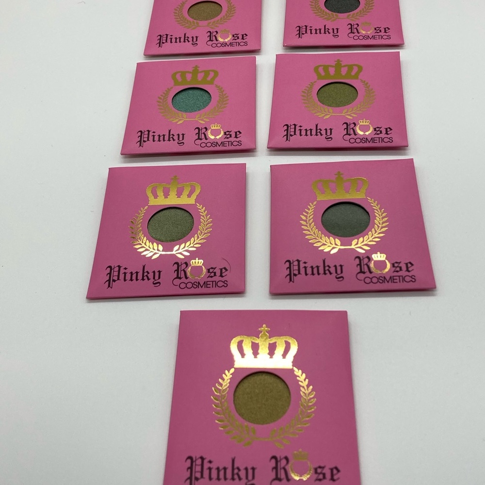 Pinky Rose single lot bundle eyeshadows in greens and yellows, satin/shimmer!